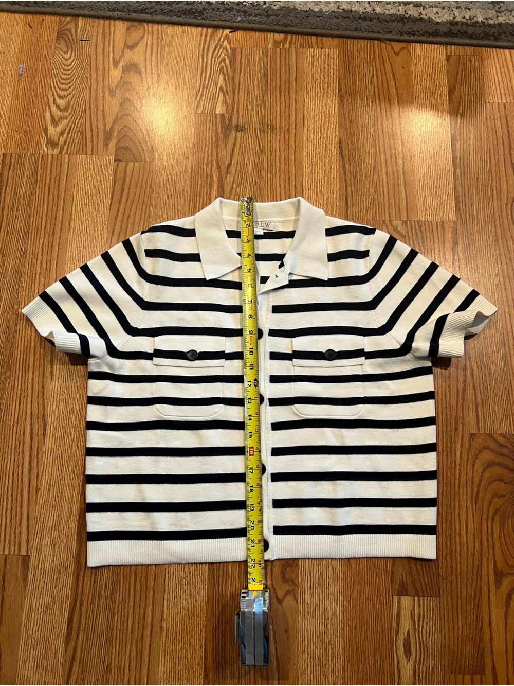 J. Crew Black and White Striped Button Down Sweater-Size Large - Picture 8 of 8